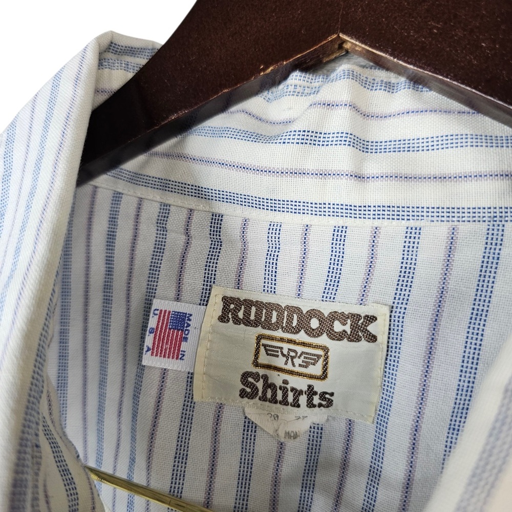 Vintage Ruddock Western Pearl Snap Shirt 5XL Blue Stripe Long Sleeve Cowboy Yoke - Picture 4 of 5